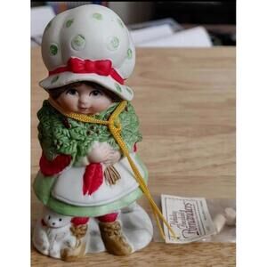 1980's Hand painted Sugarplum Girl Porcelain Bisque Pomander